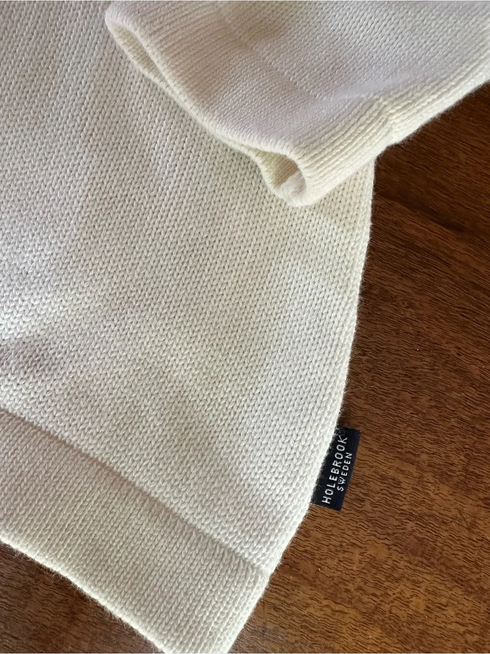 Holebrook Sweden Newport Organic Cotton Knit Sweater Small White